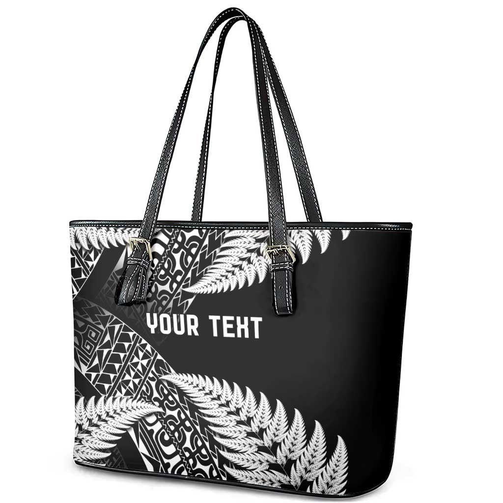 New Zealand Rugby Pacific Personalised Leather Tote Bag All Black Maori Pasifika Fern Pattern