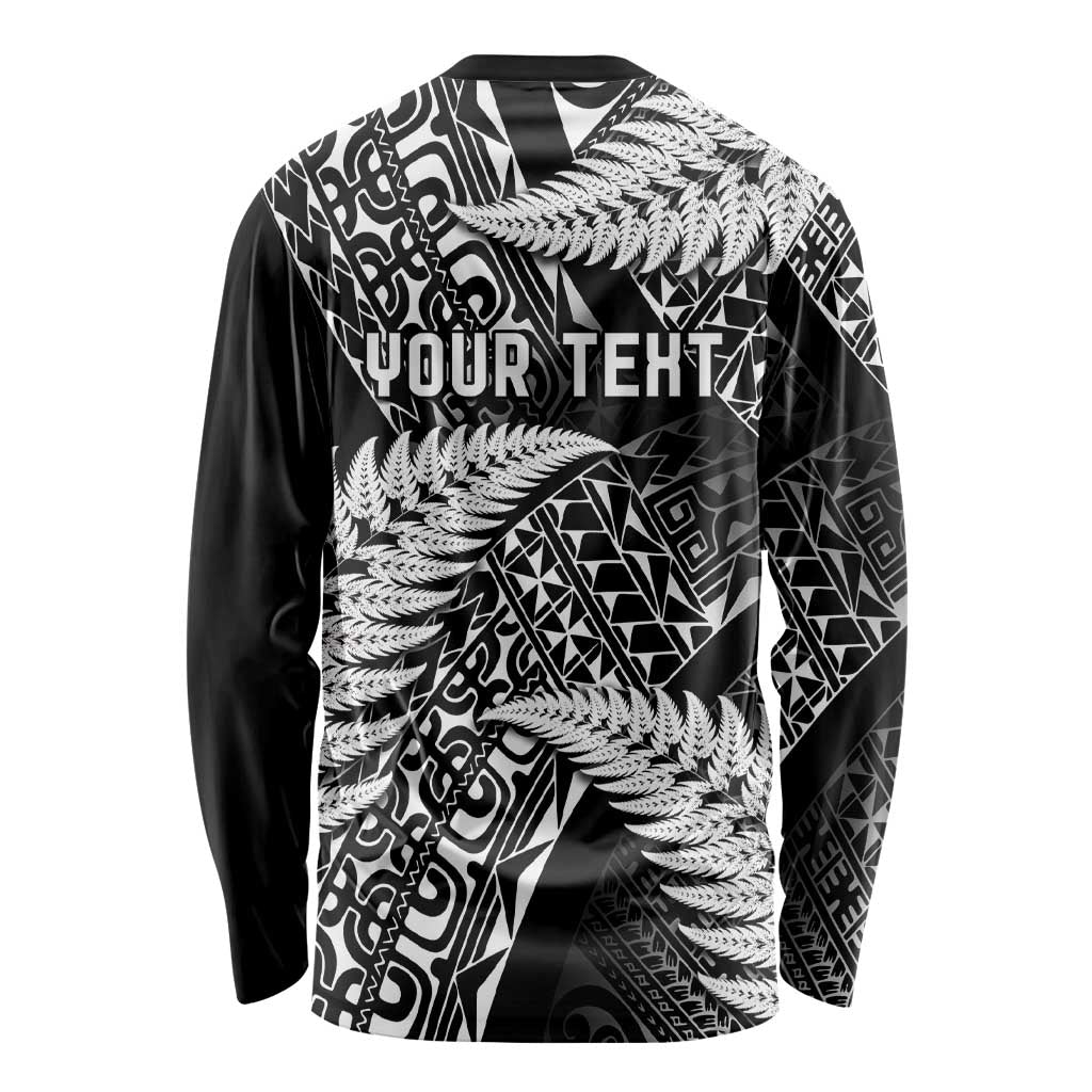 New Zealand Rugby Pacific Personalised Long Sleeve Shirt All Black Maori Pasifika Fern Pattern