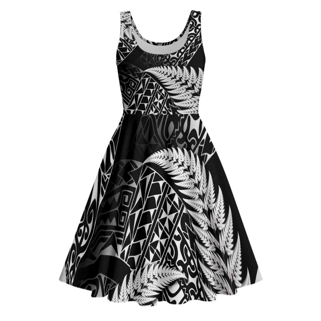 New Zealand Rugby Pacific Personalised Midi Dress All Black Maori Pasifika Fern Pattern - Polynesian Pride