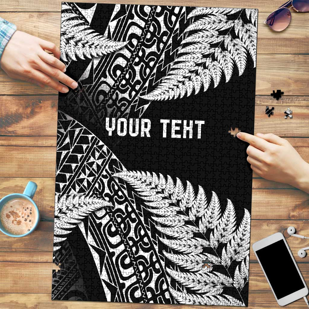 New Zealand Rugby Pacific Personalised Puzzle All Black Maori Pasifika Fern Pattern - Polynesian Pride