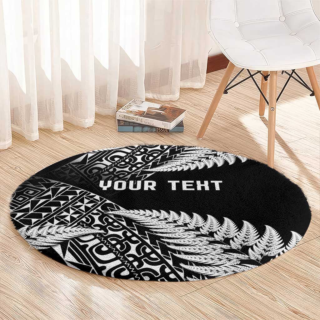 New Zealand Rugby Pacific Personalised Round Carpet All Black Maori Pasifika Fern Pattern