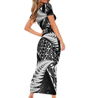 New Zealand Rugby Pacific Personalised Short Sleeve Bodycon Dress All Black Maori Pasifika Fern Pattern