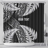 New Zealand Rugby Pacific Personalised Shower Curtain All Black Maori Pasifika Fern Pattern
