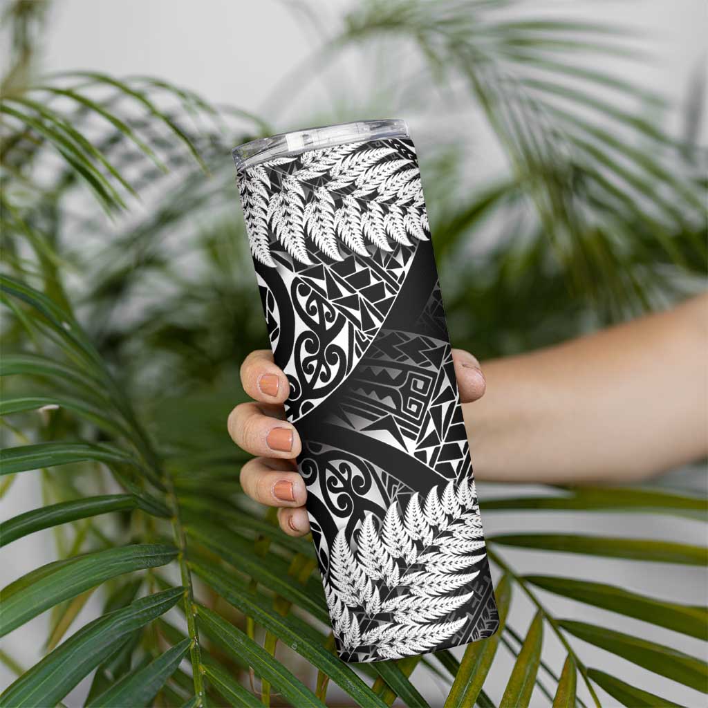 New Zealand Rugby Pacific Personalised Skinny Tumbler All Black Maori Pasifika Fern Pattern