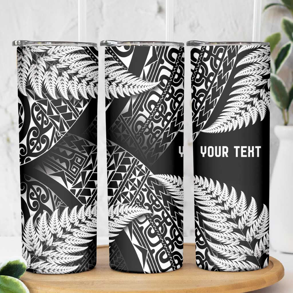 New Zealand Rugby Pacific Personalised Skinny Tumbler All Black Maori Pasifika Fern Pattern