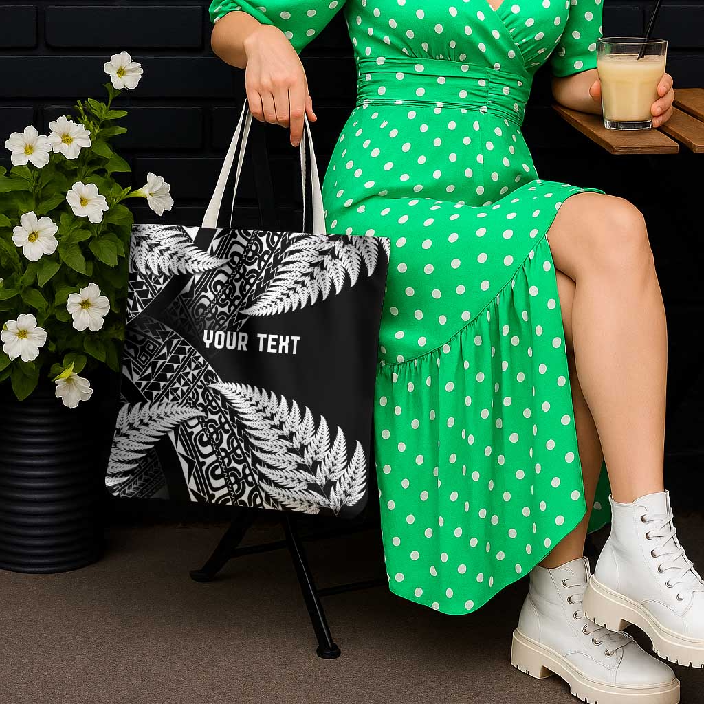 New Zealand Rugby Pacific Personalised Tote Bag All Black Maori Pasifika Fern Pattern - Polynesian Pride