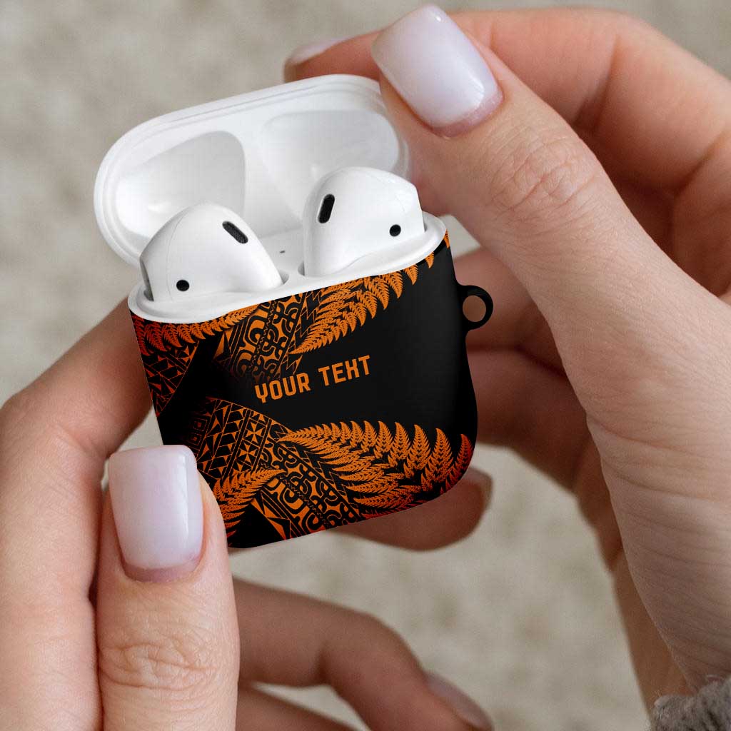 New Zealand Rugby Pacific Personalised AirPods Case All Gold Maori Pasifika Fern Pattern LT9 - Polynesian Pride