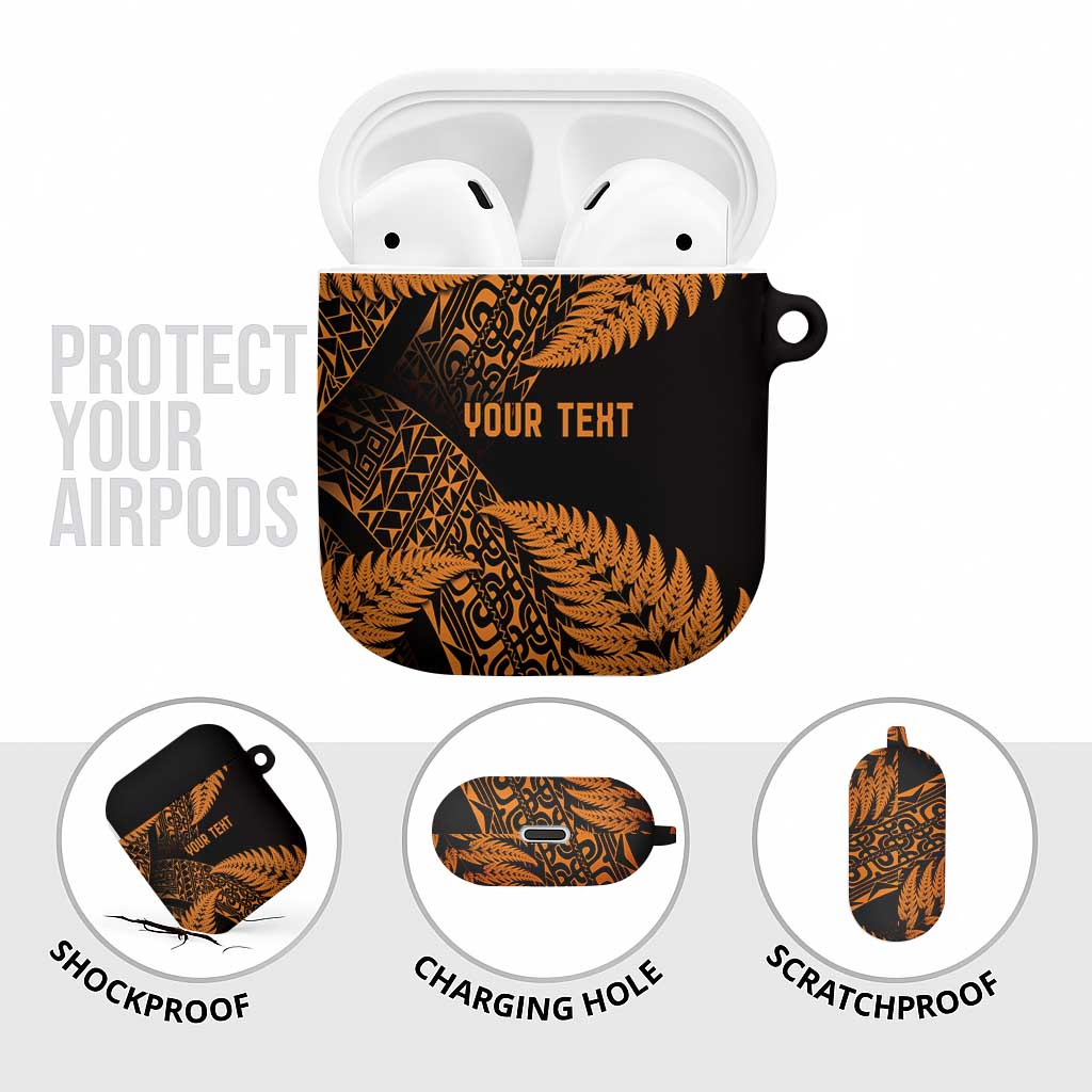 New Zealand Rugby Pacific Personalised AirPods Case All Gold Maori Pasifika Fern Pattern LT9 - Polynesian Pride