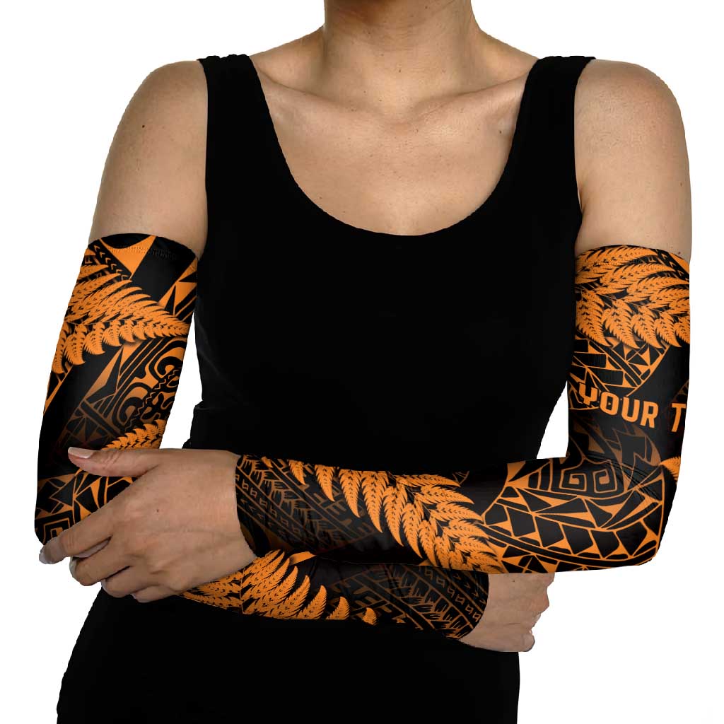New Zealand Rugby Pacific Personalised Arm Sleeves All Gold Maori Pasifika Fern Pattern - Polynesian Pride