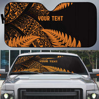 New Zealand Rugby Pacific Personalised Auto Sun Shade All Gold Maori Pasifika Fern Pattern LT9 Gold - Polynesian Pride