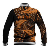 New Zealand Rugby Pacific Personalised Baseball Jacket All Gold Maori Pasifika Fern Pattern