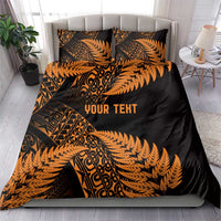 New Zealand Rugby Pacific Personalised Bedding Set All Gold Maori Pasifika Fern Pattern