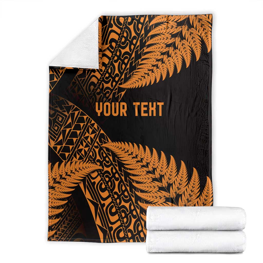 New Zealand Rugby Pacific Personalised Blanket All Gold Maori Pasifika Fern Pattern
