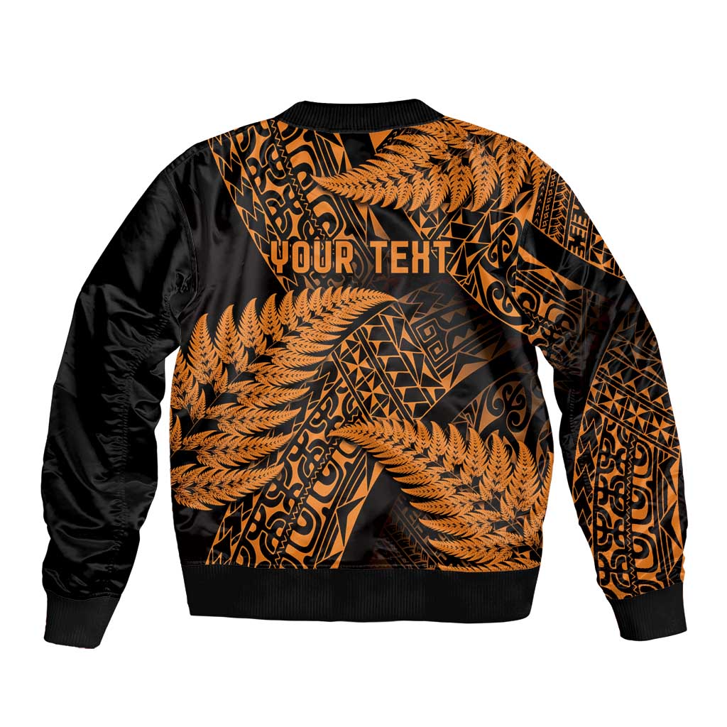New Zealand Rugby Pacific Personalised Bomber Jacket All Gold Maori Pasifika Fern Pattern