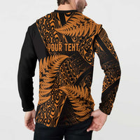New Zealand Rugby Pacific Personalised Button Sweatshirt All Gold Maori Pasifika Fern Pattern