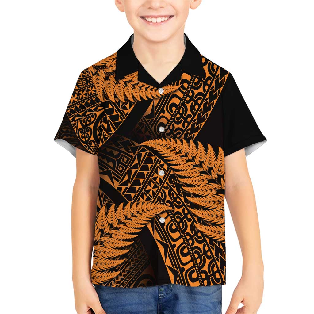 New Zealand Rugby Pacific Personalised Family Matching Puletasi and Hawaiian Shirt All Gold Maori Pasifika Fern Pattern