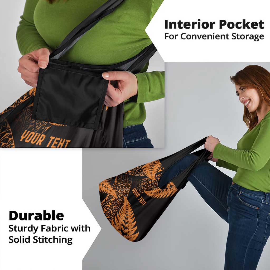 New Zealand Rugby Pacific Personalised Grocery Bag All Gold Maori Pasifika Fern Pattern