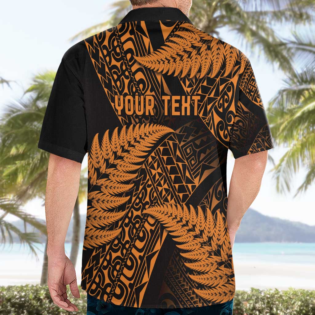 New Zealand Rugby Pacific Personalised Hawaiian Shirt All Gold Maori Pasifika Fern Pattern