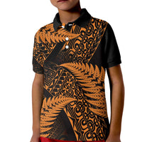 New Zealand Rugby Pacific Personalised Kid Polo Shirt All Gold Maori Pasifika Fern Pattern