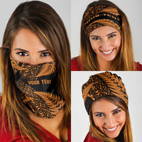 New Zealand Rugby Pacific Personalised Neck Gaiter All Gold Maori Pasifika Fern Pattern - Polynesian Pride