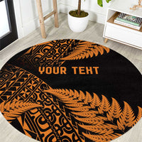 New Zealand Rugby Pacific Personalised Round Carpet All Gold Maori Pasifika Fern Pattern