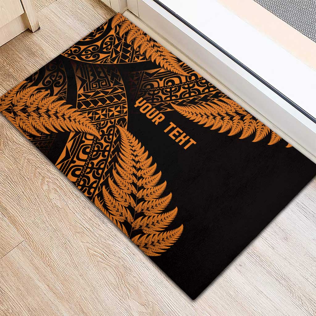 New Zealand Rugby Pacific Personalised Rubber Doormat All Gold Maori Pasifika Fern Pattern