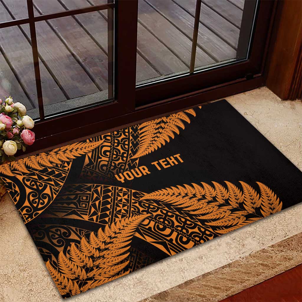 New Zealand Rugby Pacific Personalised Rubber Doormat All Gold Maori Pasifika Fern Pattern