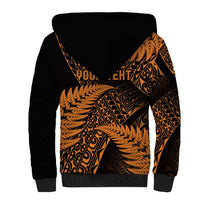 New Zealand Rugby Pacific Personalised Sherpa Hoodie All Gold Maori Pasifika Fern Pattern
