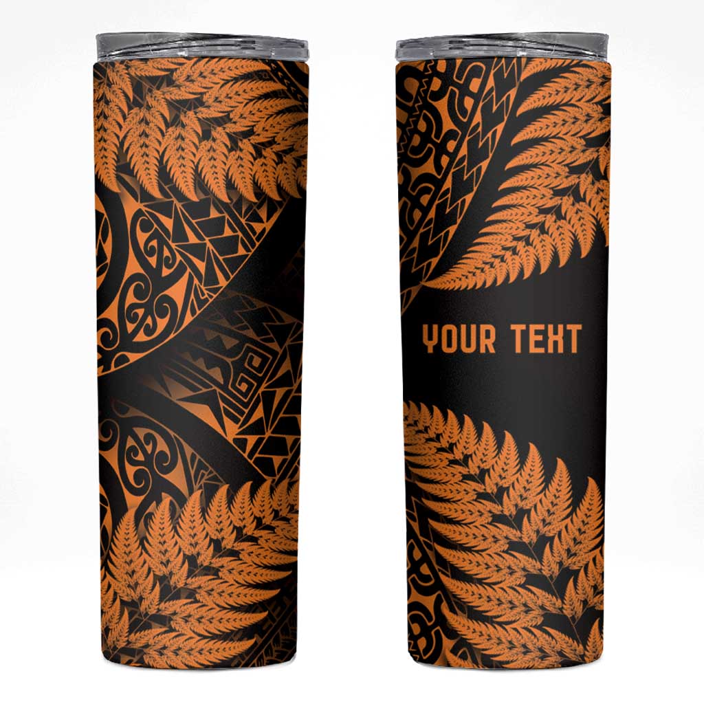 New Zealand Rugby Pacific Personalised Skinny Tumbler All Gold Maori Pasifika Fern Pattern