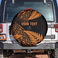 New Zealand Rugby Pacific Personalised Spare Tire Cover All Gold Maori Pasifika Fern Pattern