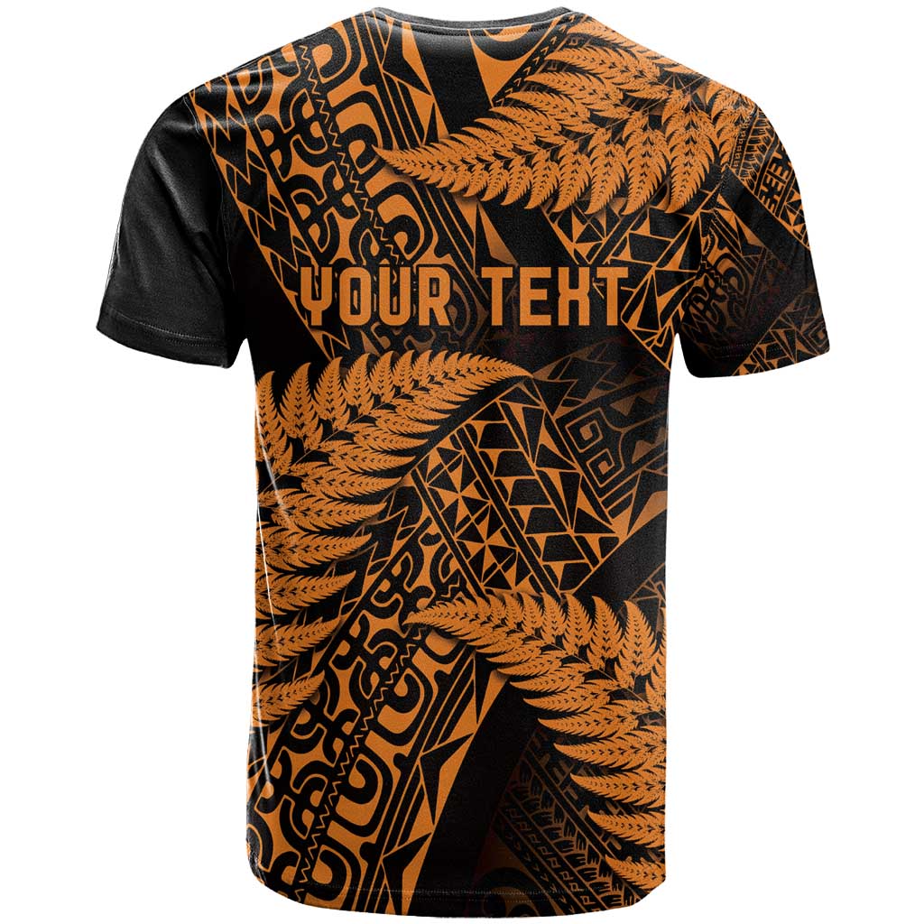 New Zealand Rugby Pacific Personalised T Shirt All Gold Maori Pasifika Fern Pattern