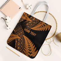New Zealand Rugby Pacific Personalised Tote Bag All Gold Maori Pasifika Fern Pattern - Polynesian Pride