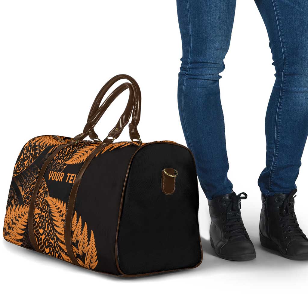 New Zealand Rugby Pacific Personalised Travel Bag All Gold Maori Pasifika Fern Pattern - Polynesian Pride