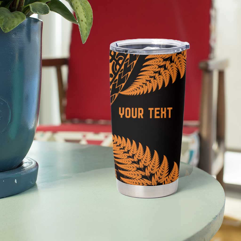 New Zealand Rugby Pacific Personalised Tumbler Cup All Gold Maori Pasifika Fern Pattern