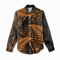New Zealand Rugby Pacific Personalised Women Casual Shirt All Gold Maori Pasifika Fern Pattern