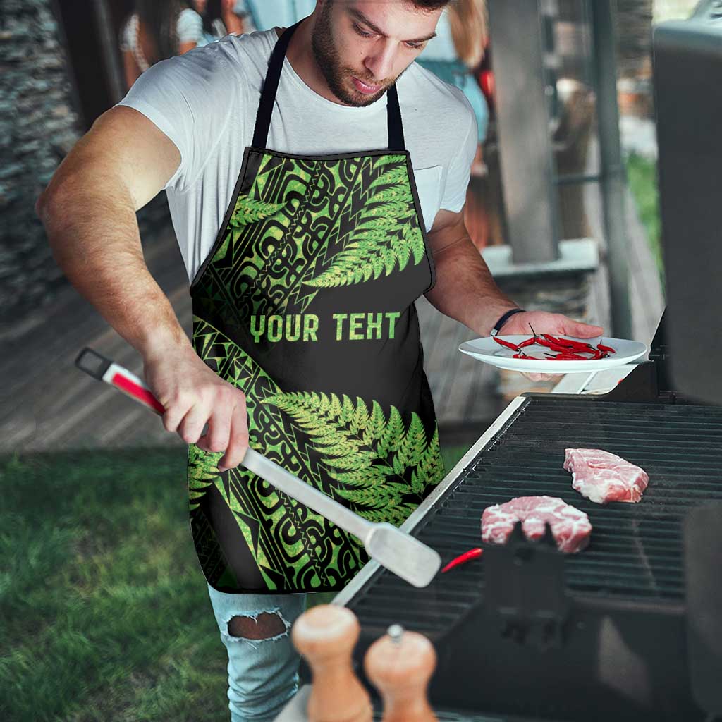 New Zealand Rugby Pacific Personalised Apron All Lime Maori Pasifika Fern Pattern - Polynesian Pride