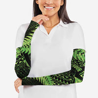New Zealand Rugby Pacific Personalised Arm Sleeves All Lime Maori Pasifika Fern Pattern - Polynesian Pride