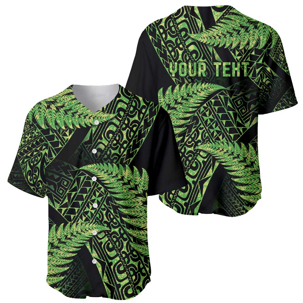 New Zealand Rugby Pacific Personalised Baseball Jersey All Lime Maori Pasifika Fern Pattern