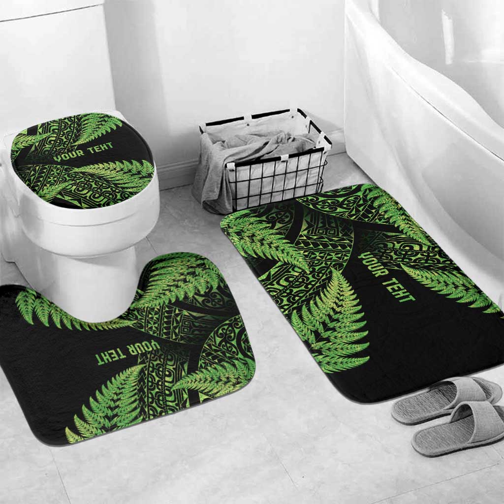 New Zealand Rugby Pacific Personalised Bathroom Set All Lime Maori Pasifika Fern Pattern - Polynesian Pride