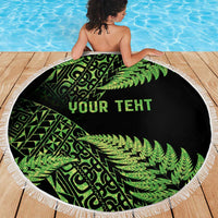 New Zealand Rugby Pacific Personalised Beach Blanket All Lime Maori Pasifika Fern Pattern