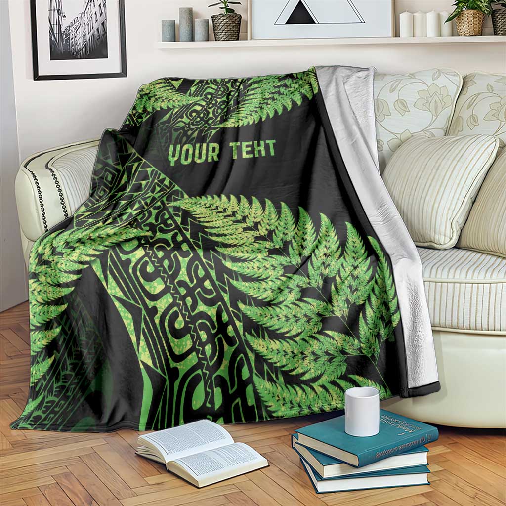 New Zealand Rugby Pacific Personalised Blanket All Lime Maori Pasifika Fern Pattern