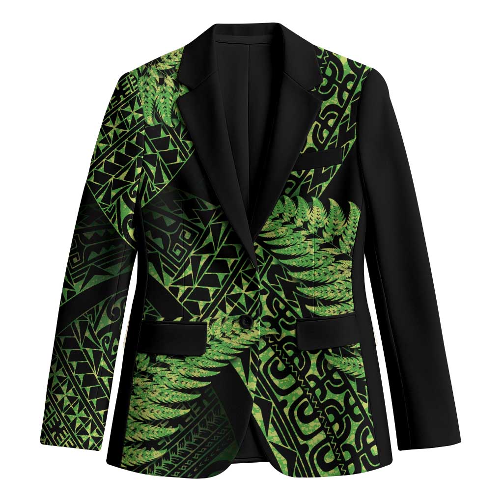 New Zealand Rugby Pacific Personalised Blazer All Lime Maori Pasifika Fern Pattern - Polynesian Pride