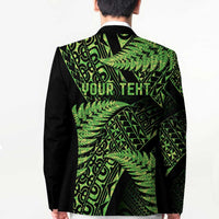 New Zealand Rugby Pacific Personalised Blazer All Lime Maori Pasifika Fern Pattern - Polynesian Pride