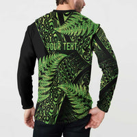 New Zealand Rugby Pacific Personalised Button Sweatshirt All Lime Maori Pasifika Fern Pattern