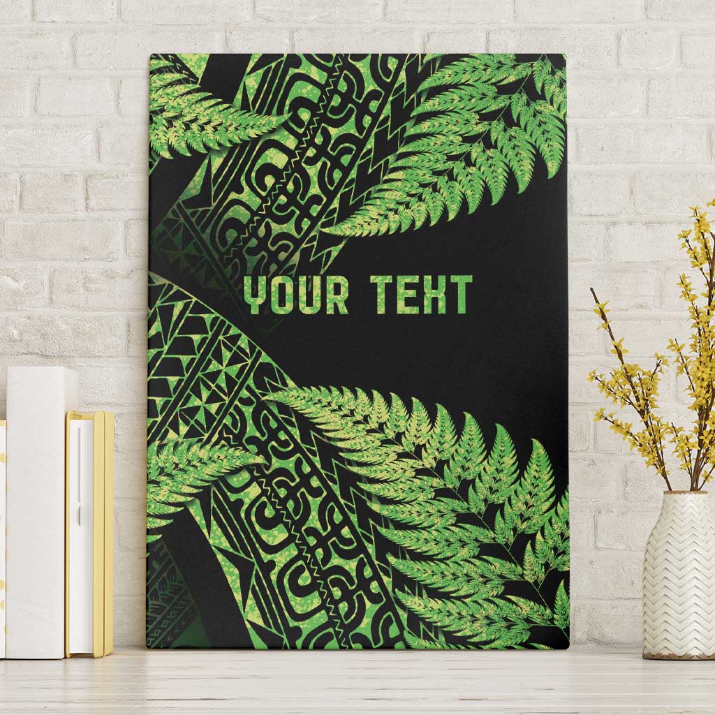 New Zealand Rugby Pacific Personalised Canvas Wall Art All Lime Maori Pasifika Fern Pattern