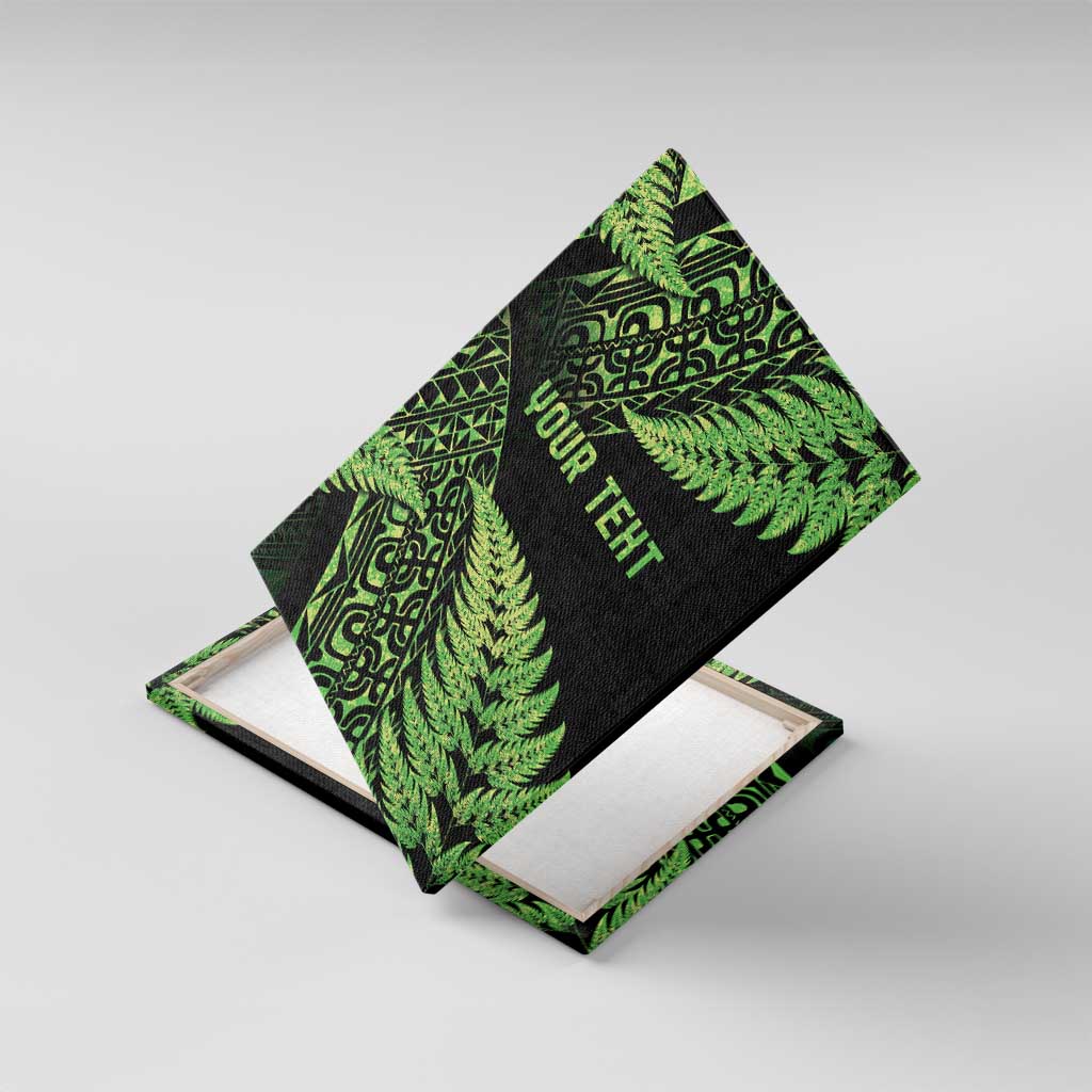 New Zealand Rugby Pacific Personalised Canvas Wall Art All Lime Maori Pasifika Fern Pattern