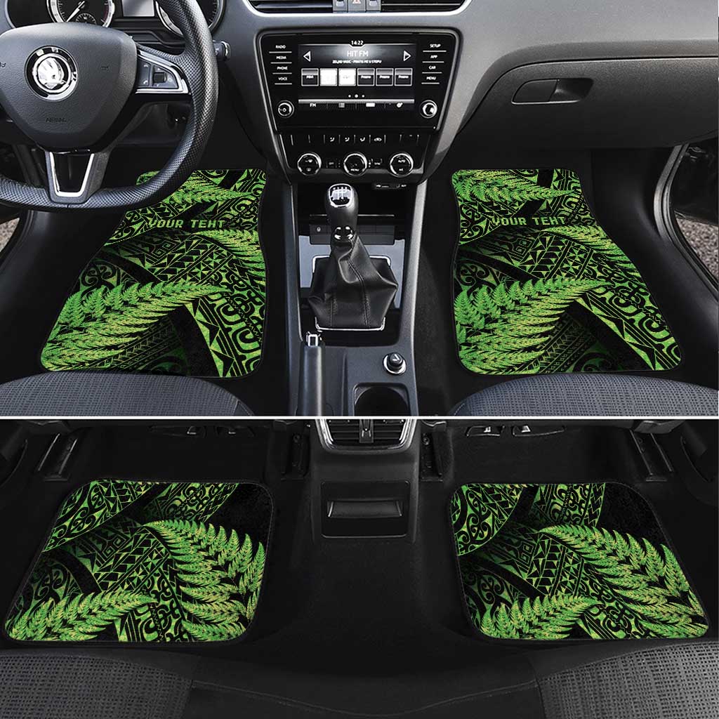 New Zealand Rugby Pacific Personalised Car Mats All Lime Maori Pasifika Fern Pattern