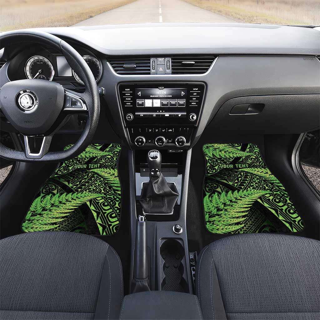 New Zealand Rugby Pacific Personalised Car Mats All Lime Maori Pasifika Fern Pattern
