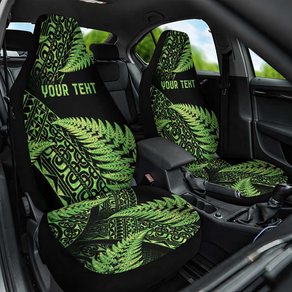 New Zealand Rugby Pacific Personalised Car Seat Cover All Lime Maori Pasifika Fern Pattern