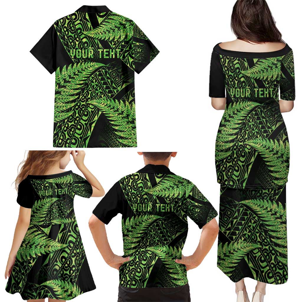New Zealand Rugby Pacific Personalised Family Matching Puletasi and Hawaiian Shirt All Lime Maori Pasifika Fern Pattern